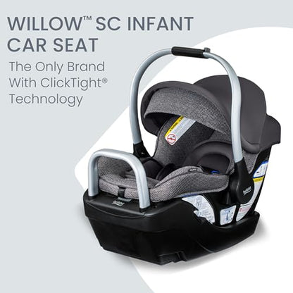 Britax Willow SC Infant Car Seat, Rear-Facing Car Seat with Alpine Base, ClickTight Technology, RightSize System, Cowmooflage