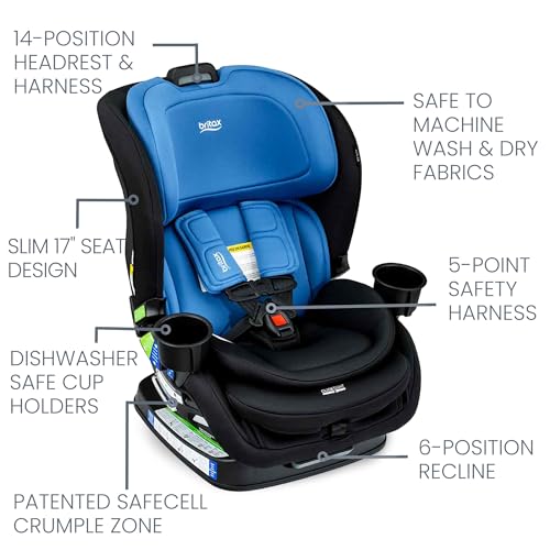 Britax Poplar S Convertible Car Seat, 2-in-1 Car Seat, Slim 17-Inch Design, ClickTight, Cowmooflage