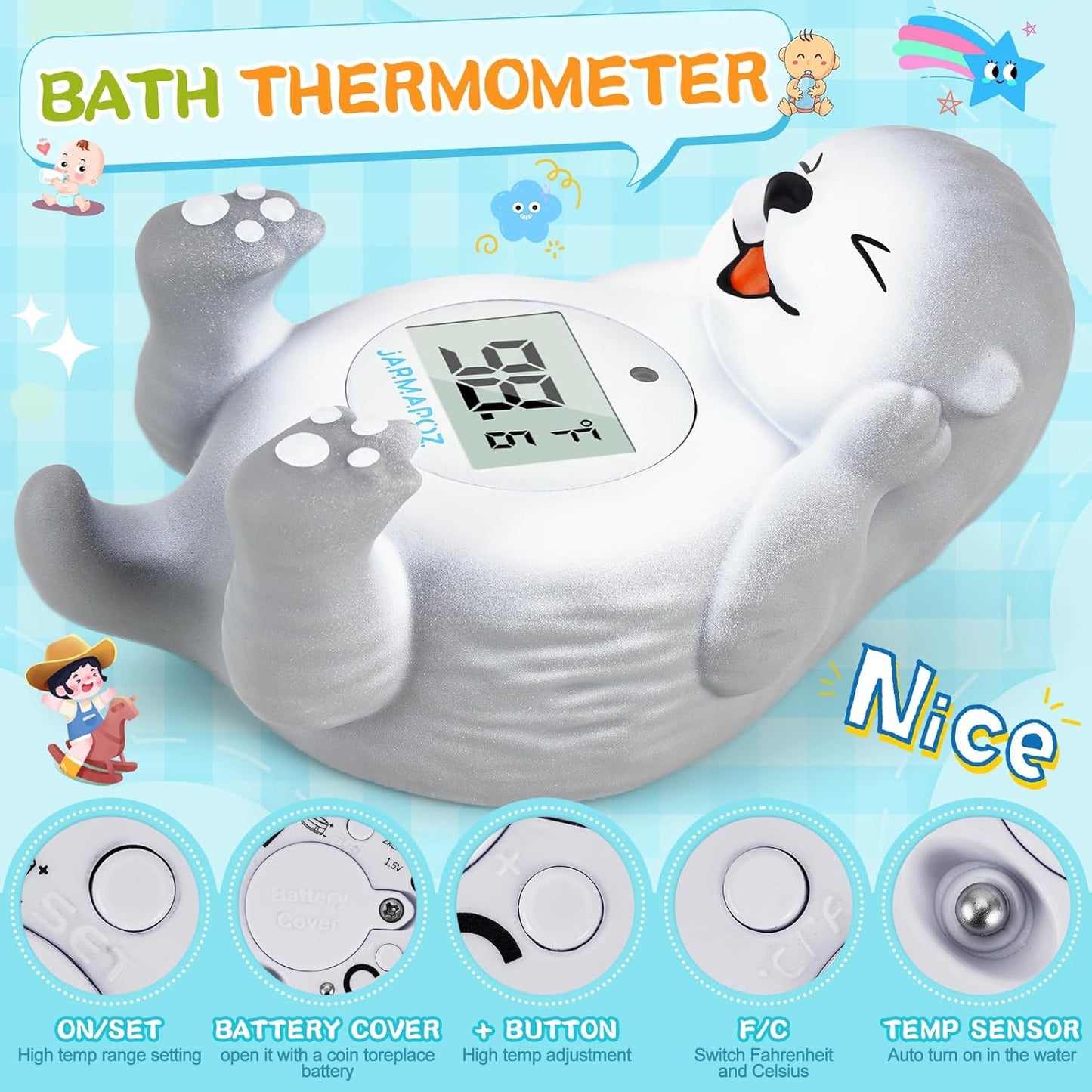 Baby Bath Thermometer, Newborn Bath and Room Temperature Thermometer Safety Floating Toy, Bathtub Thermometer for Infant at Fahrenheit and Celsius Degree