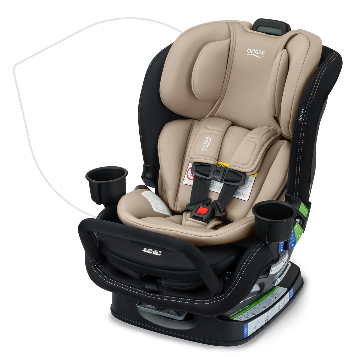 Britax Poplar S Convertible Car Seat, 2-in-1 Car Seat, Slim 17-Inch Design, ClickTight, Cowmooflage