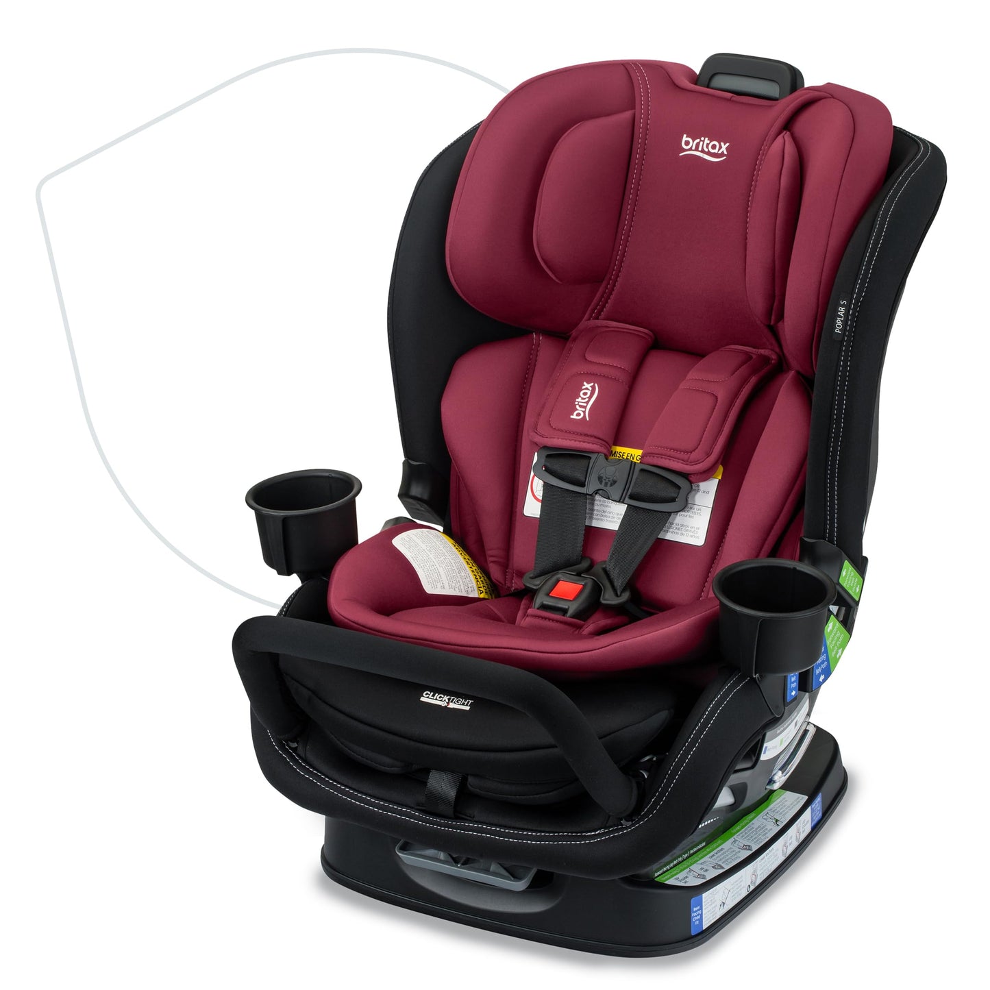 Britax Poplar S Convertible Car Seat, 2-in-1 Car Seat, Slim 17-Inch Design, ClickTight, Cowmooflage