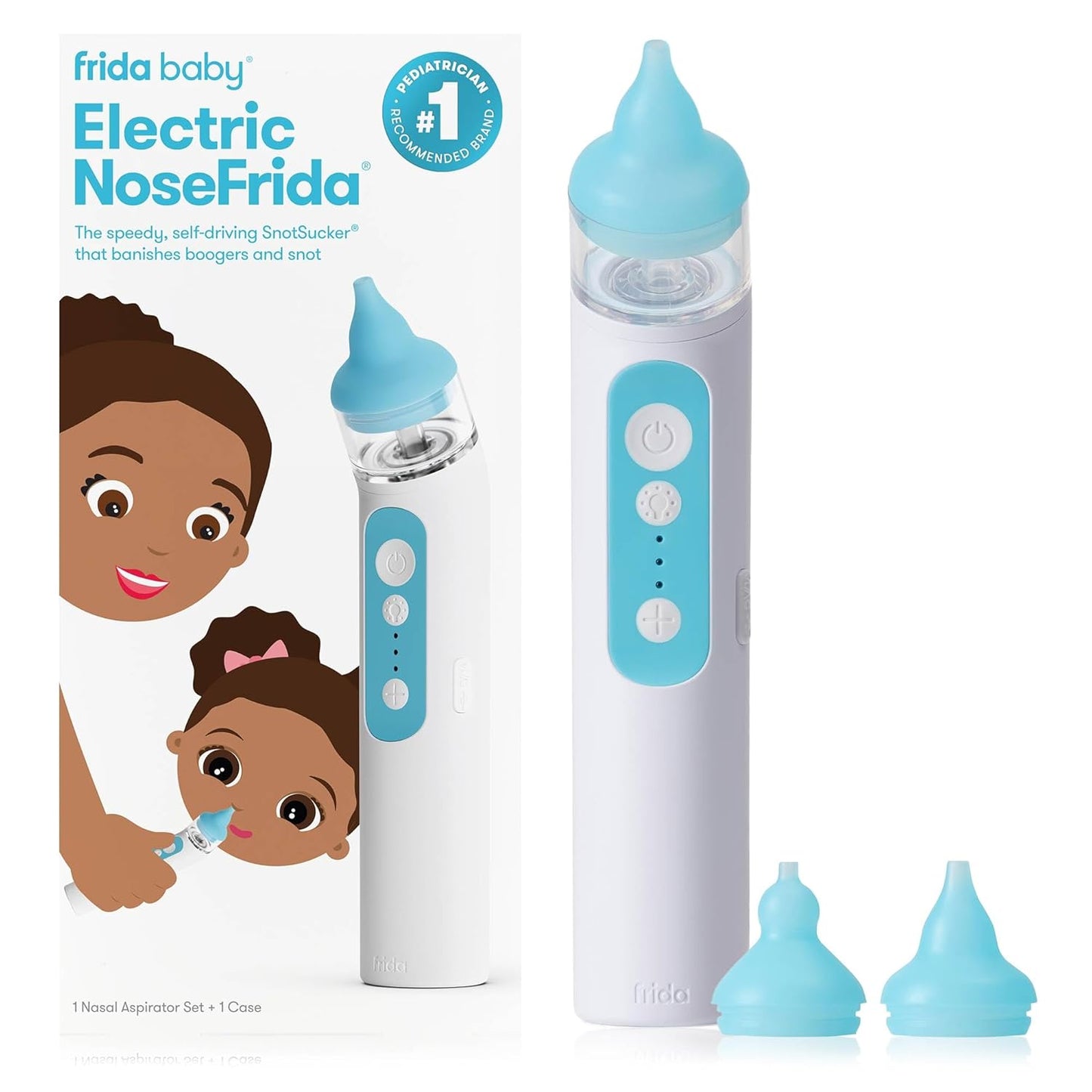 Frida Baby Electric NoseFrida Nasal Aspirator for Baby, Nose Sucker for Baby & Toddler, Upgraded Nasal Aspirator for Congestion Relief with 3 Suction Levels, 2 Silicone Tips, USB