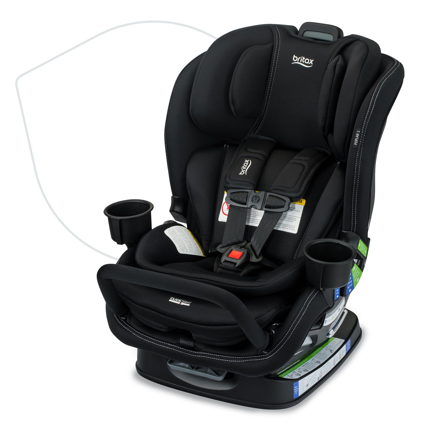 Britax Poplar S Convertible Car Seat, 2-in-1 Car Seat, Slim 17-Inch Design, ClickTight, Cowmooflage