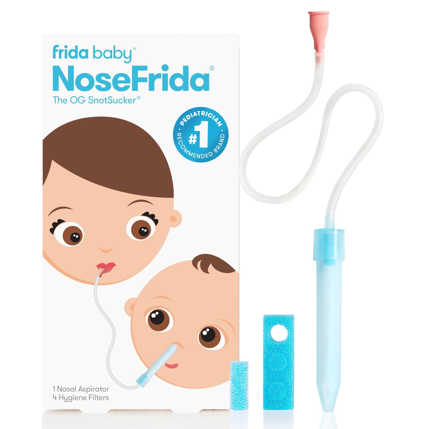 Frida Baby NoseFrida SnotSucker for Baby, Nasal Aspirator for Baby, Nose Sucker Baby Nasal Aspirator to Help Baby Breathe Easy