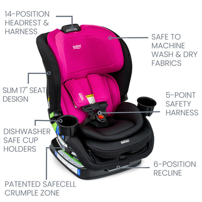 Britax Poplar S Convertible Car Seat, 2-in-1 Car Seat, Slim 17-Inch Design, ClickTight, Cowmooflage