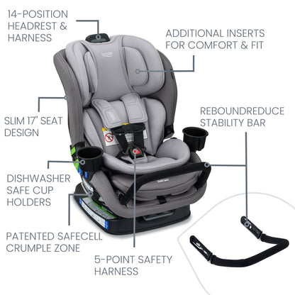 Britax Poplar S Convertible Car Seat, 2-in-1 Car Seat, Slim 17-Inch Design, ClickTight, Cowmooflage