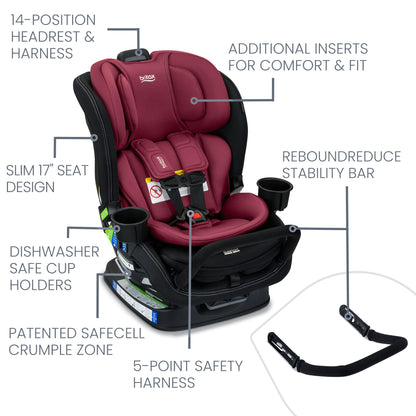 Britax Poplar S Convertible Car Seat, 2-in-1 Car Seat, Slim 17-Inch Design, ClickTight, Cowmooflage